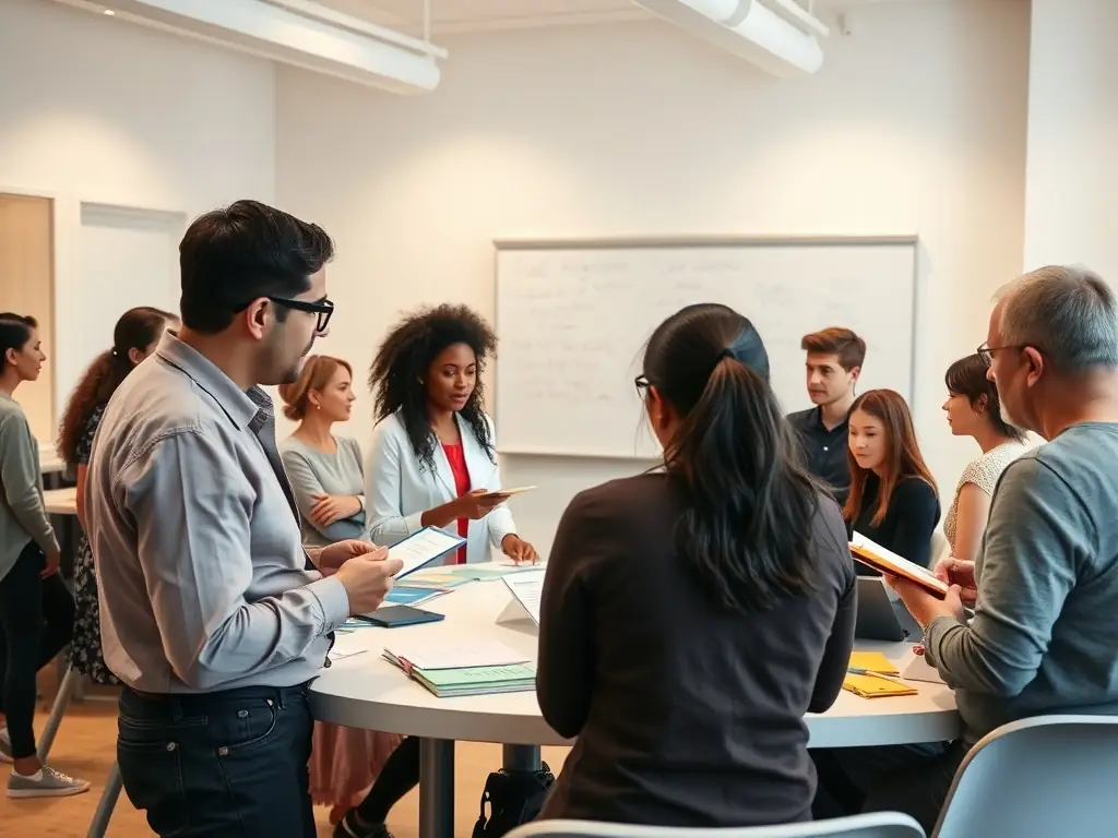 A workshop scene in India, highlighting participants engaged in a soft skills training session, focusing on communication and interpersonal skills.