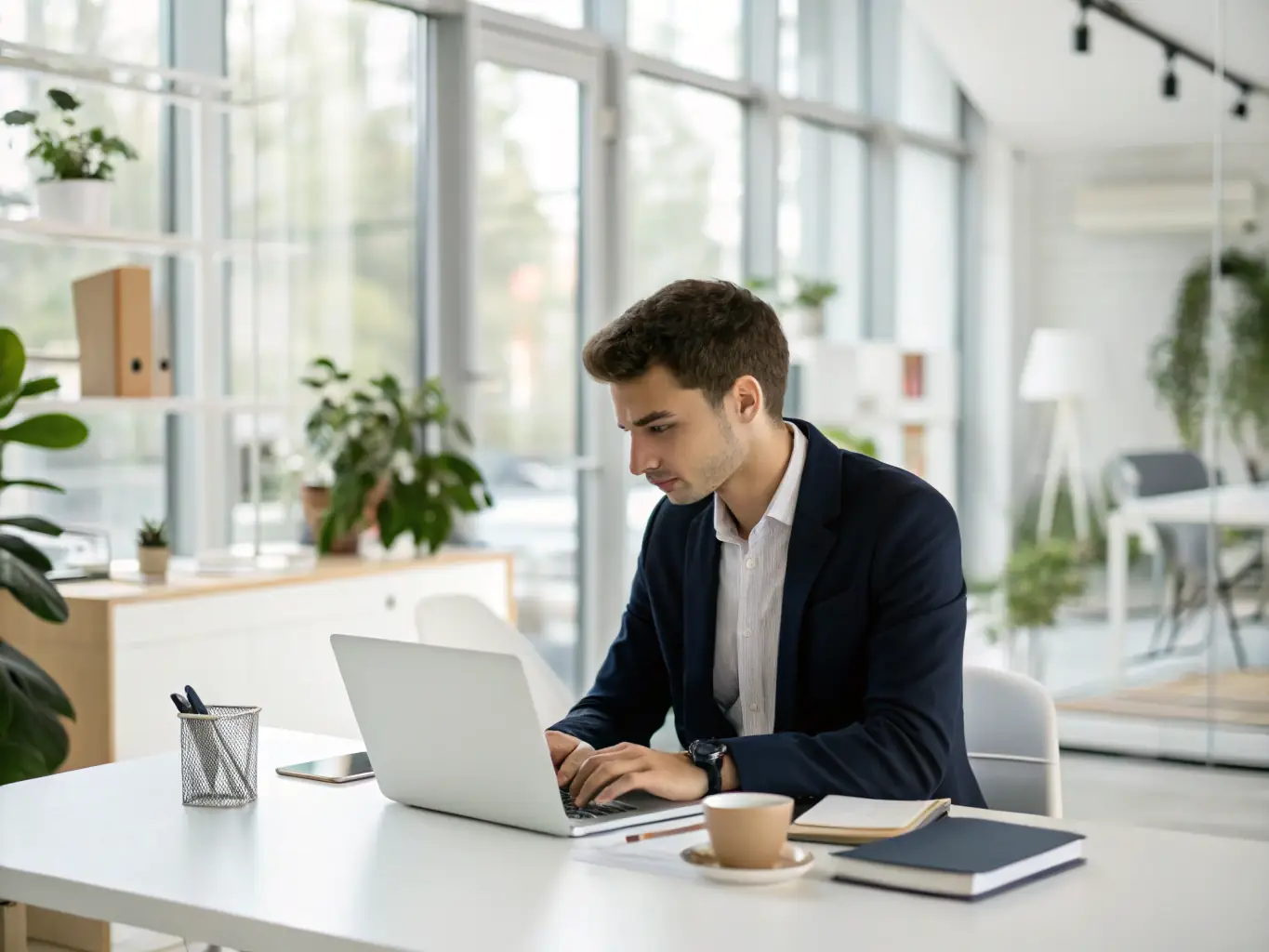 A business professional efficiently managing tasks using digital productivity tools, highlighting time management and organizational skills.